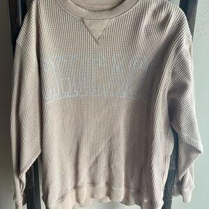 Aerie Cream Waffle Knit Crew Neck Sweater